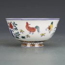 Traditional Chinese porcelain bowl Jingdezhen rooster hens antique Ming Xianzong Emperor Chenghua