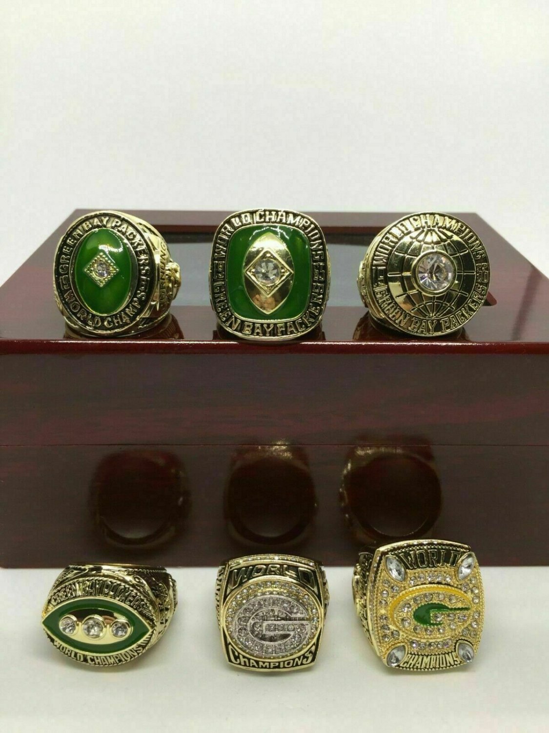 6 Pcs Green Bay Packers Super Bowl Championship Ring Set