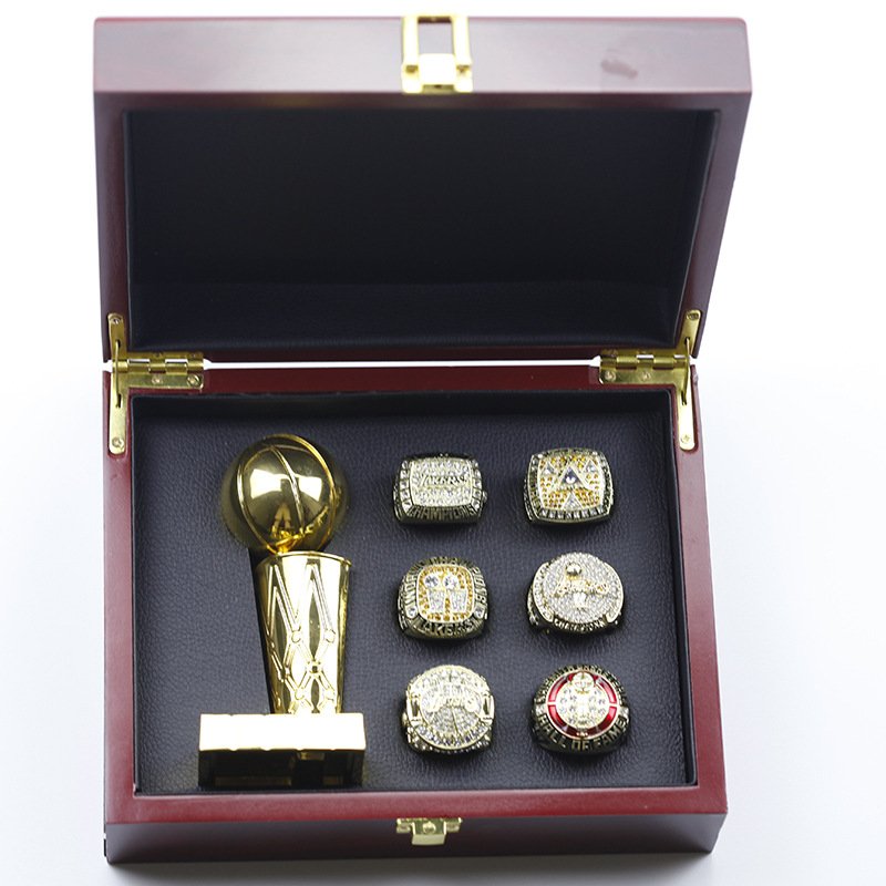 6 Prc Kobe Bryant Championship Rings Los Angeles Lakers Hall of Fame Ring Trophy Set