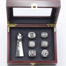 6 Pcs Pittsburgh Steelers  Championship Rings + 1 Trophy Silver  Gift Set