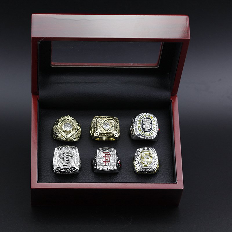 6 Pcs MLB San Francisco SF Giants World Series Championship Ring Gift Set