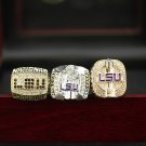 3 Pcs Set NCAA 2003 2007 2019 Louisiana State LSU Tigers Championship Ring
