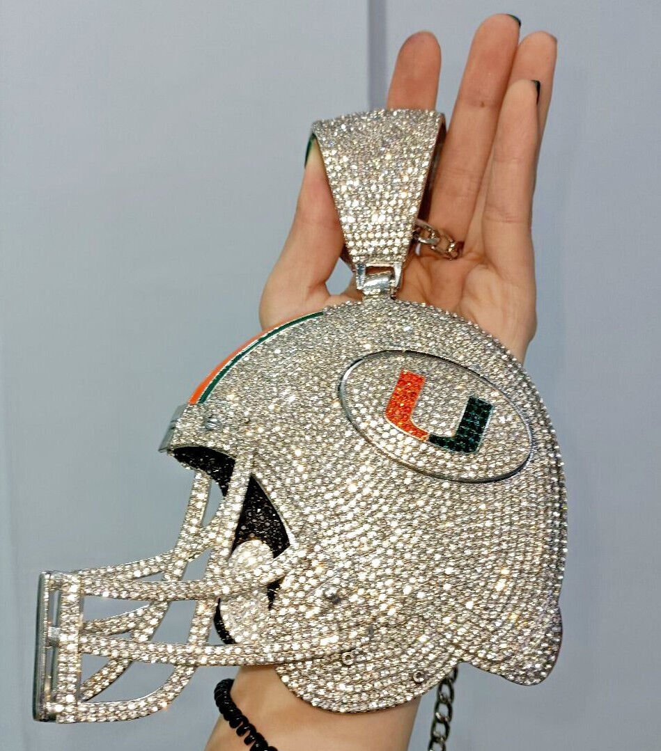 6 inches Huge High Quality Handmade Miami Hurricanes Helmet Medallions Pendant Style 3