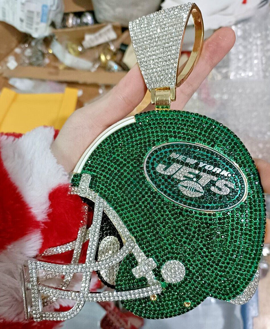 6 inches Huge High Quality Handmade New York Jets Green Helmet Medallions Pendant Style 3