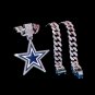 Dallas Cowboys Necklace NFL Silver & Gold Pendant With Cuban Chain 20 inch