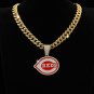 Cincinnati Reds Necklace MLB Silver & Gold Pendant With Cuban Chain 20 inch
