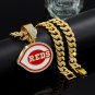 Cincinnati Reds Necklace MLB Silver & Gold Pendant With Cuban Chain 20 inch