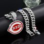 Cincinnati Reds Necklace MLB Silver & Gold Pendant With Cuban Chain 20 inch