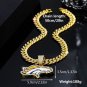 Denver Broncos Necklace NFL Silver & Gold Pendant With Cuban Chain 20 inch
