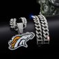 Denver Broncos Necklace NFL Silver & Gold Pendant With Cuban Chain 20 inch