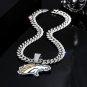 Denver Broncos Necklace NFL Silver & Gold Pendant With Cuban Chain 20 inch