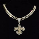 New Orleans Saints NFL Gold Pendant With Cuban Chain 20 inch