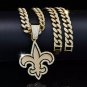 New Orleans Saints NFL Gold Pendant With Cuban Chain 20 inch