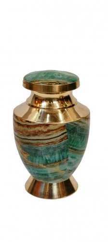Beautiful Color Design Brass Small Keepsake Cremation Urns for Human Ashes GREEN
