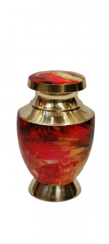 Beautiful Color Design Brass Small Keepsake Cremation Urns for Human Ashes -RED