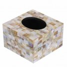 Tissue Box White Mother of Pearl Bath Home Décor Napkin Holder Organizer L -5in