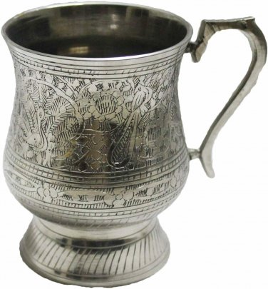 Unique Tankard Look Handmade 100% Pure Brass Beer Stein Mug 18 OZ Carving Mug
