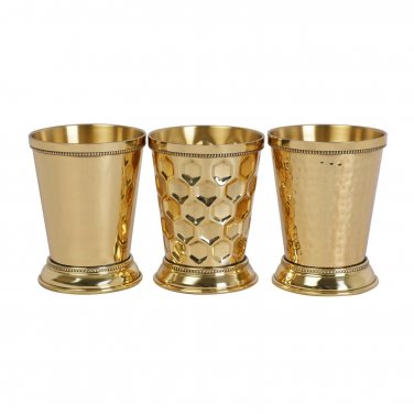 Mint Julep Cup Pure Brass Moscow Mule Mug Goblet Tumbler 12 OZ Set of 1 Glass