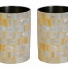 Mother of Pearl Toothbrush Pen Holder Bathroom Décor Accessories Set of 2