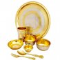 Dinnerware hammered brass traditional dinner set of thali plate bowl glass spoon