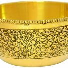 Brass Bowl Embossed Flower Design Serving Indian Food With Intricate Design