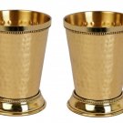 Hammered Mint Julep Cup Pure Brass Moscow Mule Mug Goblet Tumbler Glass Set of 2