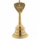 Brass Pooja/Hand Bell With Garuda-II Sitting On Top  With Sand Casting Technique