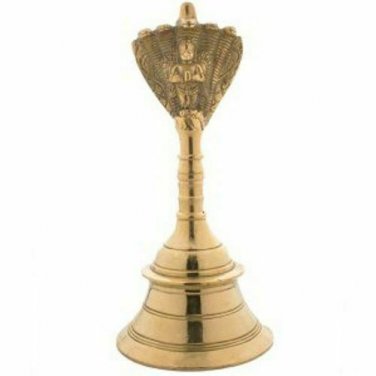 Brass Pooja/Hand Bell With Garuda-II Sitting On Top  With Sand Casting Technique