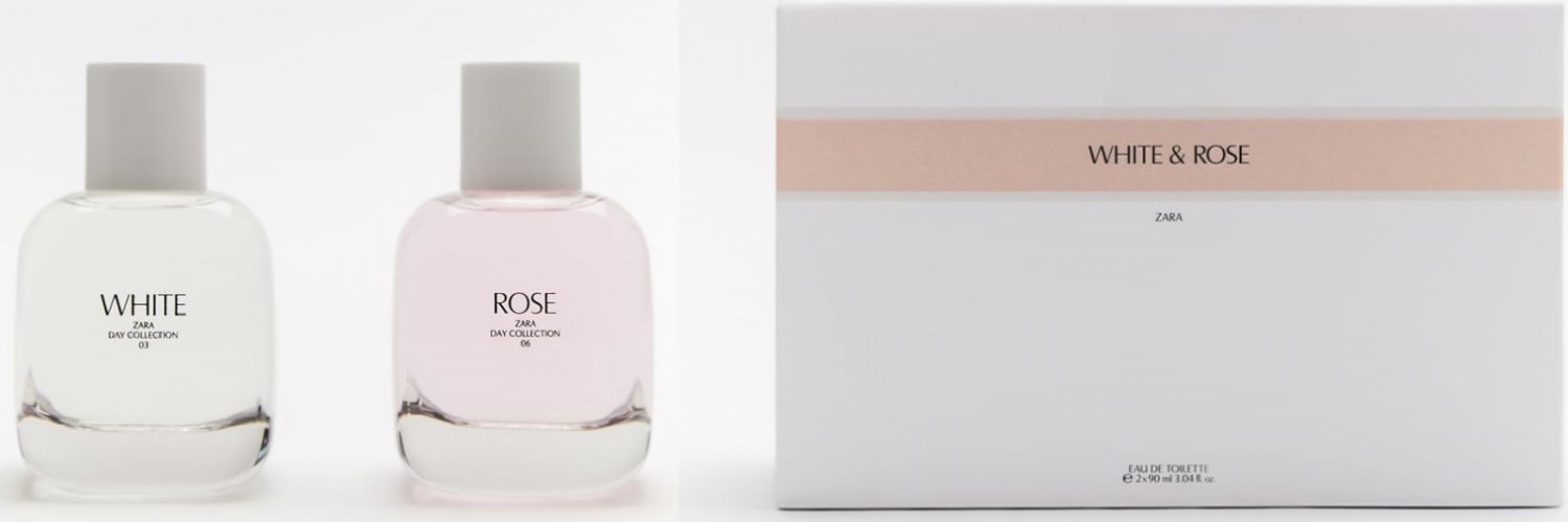 Zara White & Rose Eau De Toilette Woman Set 2 x 90ml Parfum Spray Fragrance New