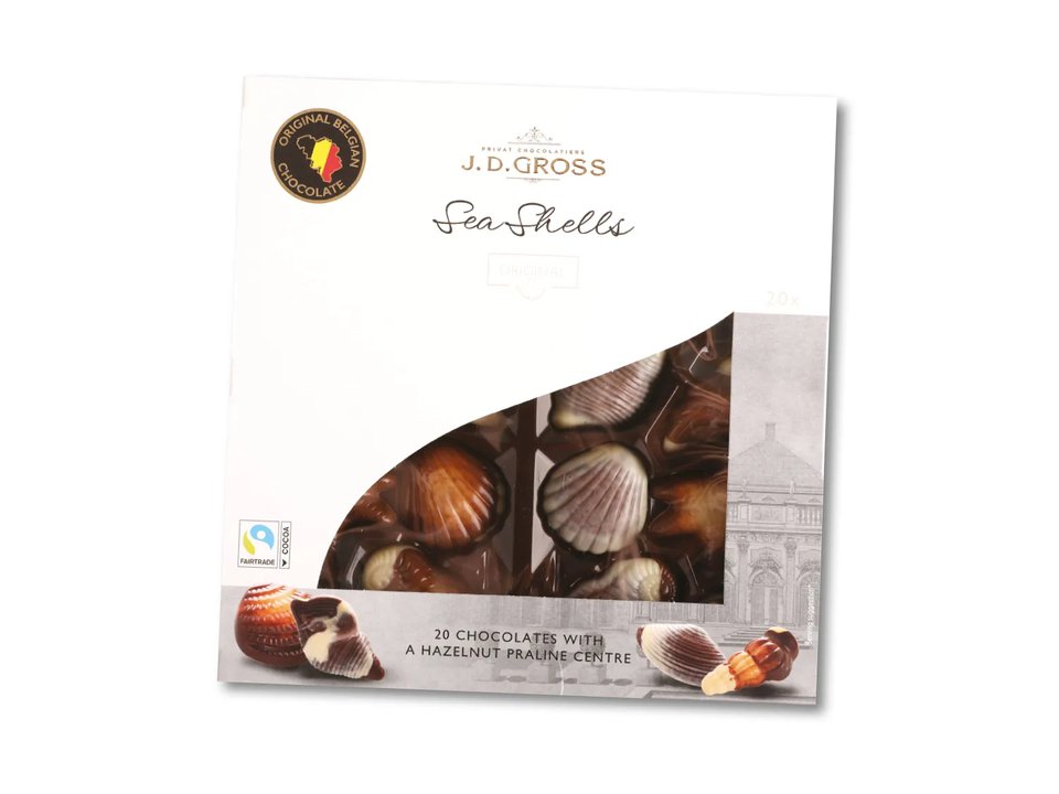 J.D.Gross Sea Shells Original 250g Belgian Chocolate Vegetarian (20 Chocolates)