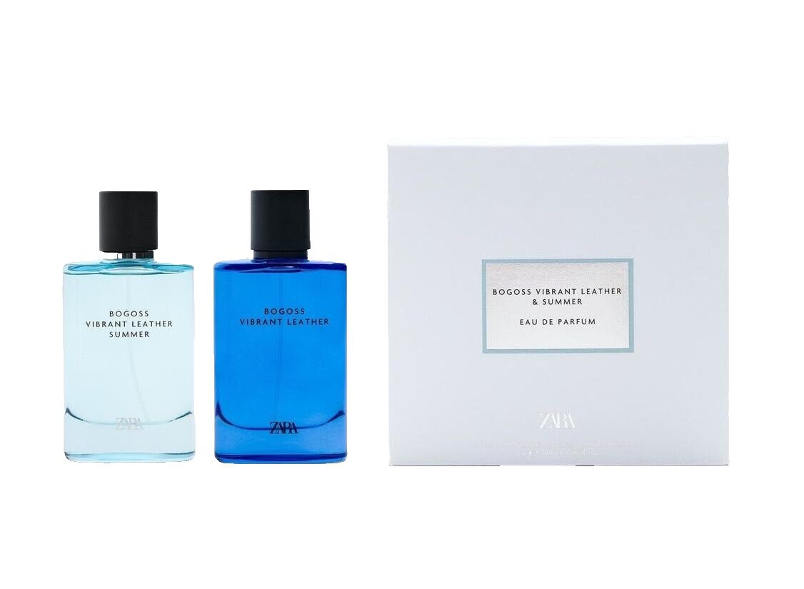 Zara Bogoss Vibrant Leather & Summer Perfume Set Edp Men 2x100ml (3.38Oz x 2)