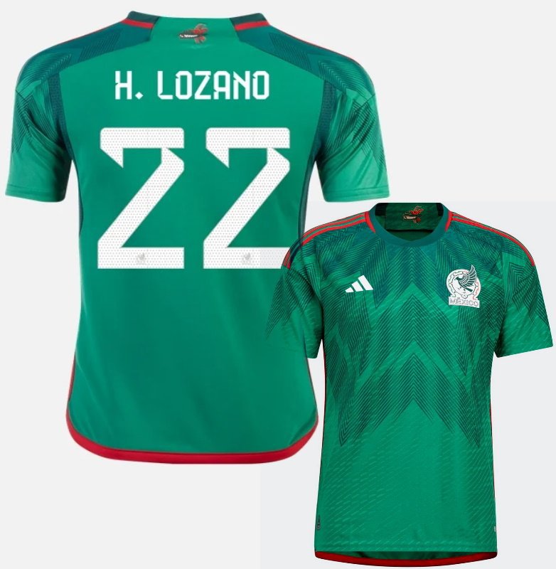 H. LOZANO #22 Mexico World Cup 2022 2023 Home Men Football Soccer Shirt ...