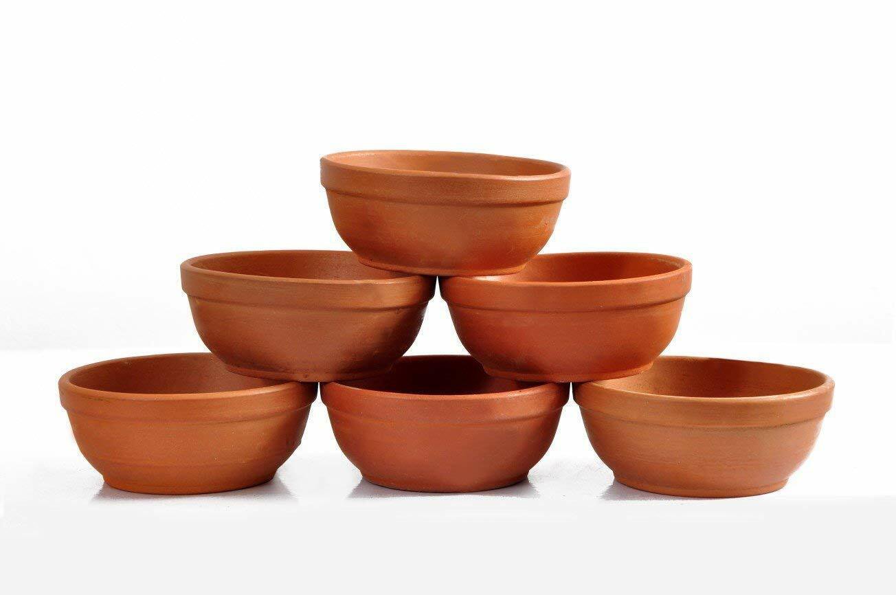 Clay Dessert Serving Bowl, Katori, Vessel Pot For Serving Bowl 6 Pcs Set