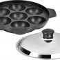 Non Stick 7 Cavity Appam Maker, Multiple Snack Pan with Stainless Steel Lid