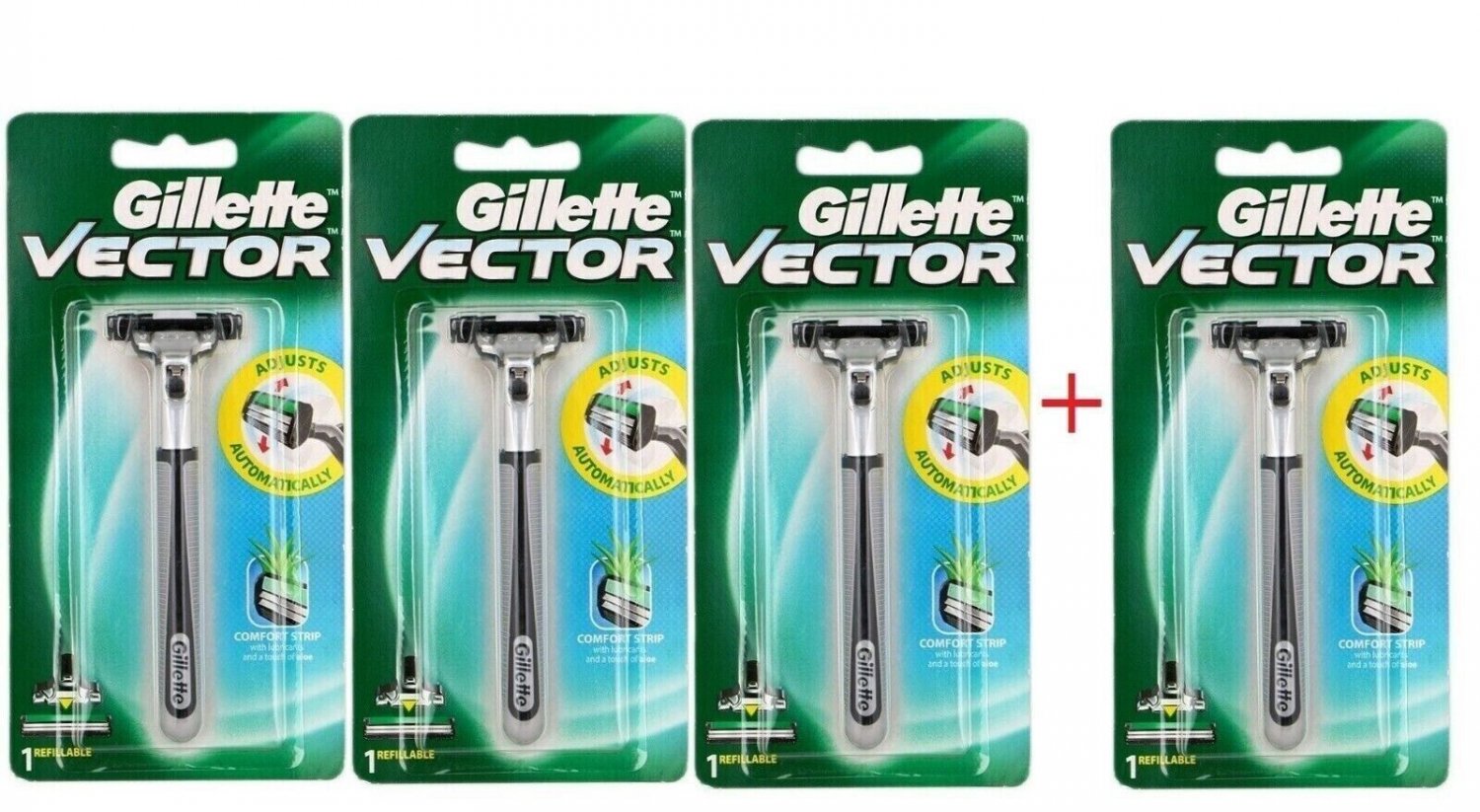 3XGillette Vector Fit Atra Plus Razor Blade Refill Cartridge Shaver Handle 1Free