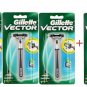 3XGillette Vector Fit Atra Plus Razor Blade Refill Cartridge Shaver Handle 1Free