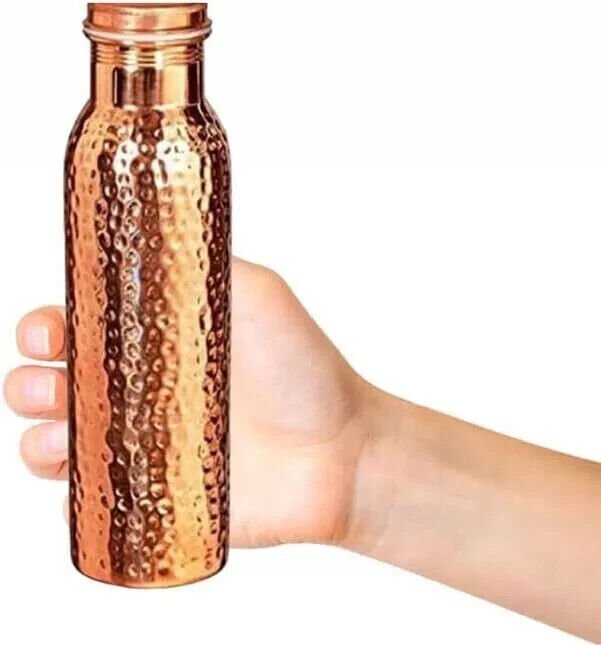 100% Pure Copper Water Bottle Hammered Handmade For Health Benefits