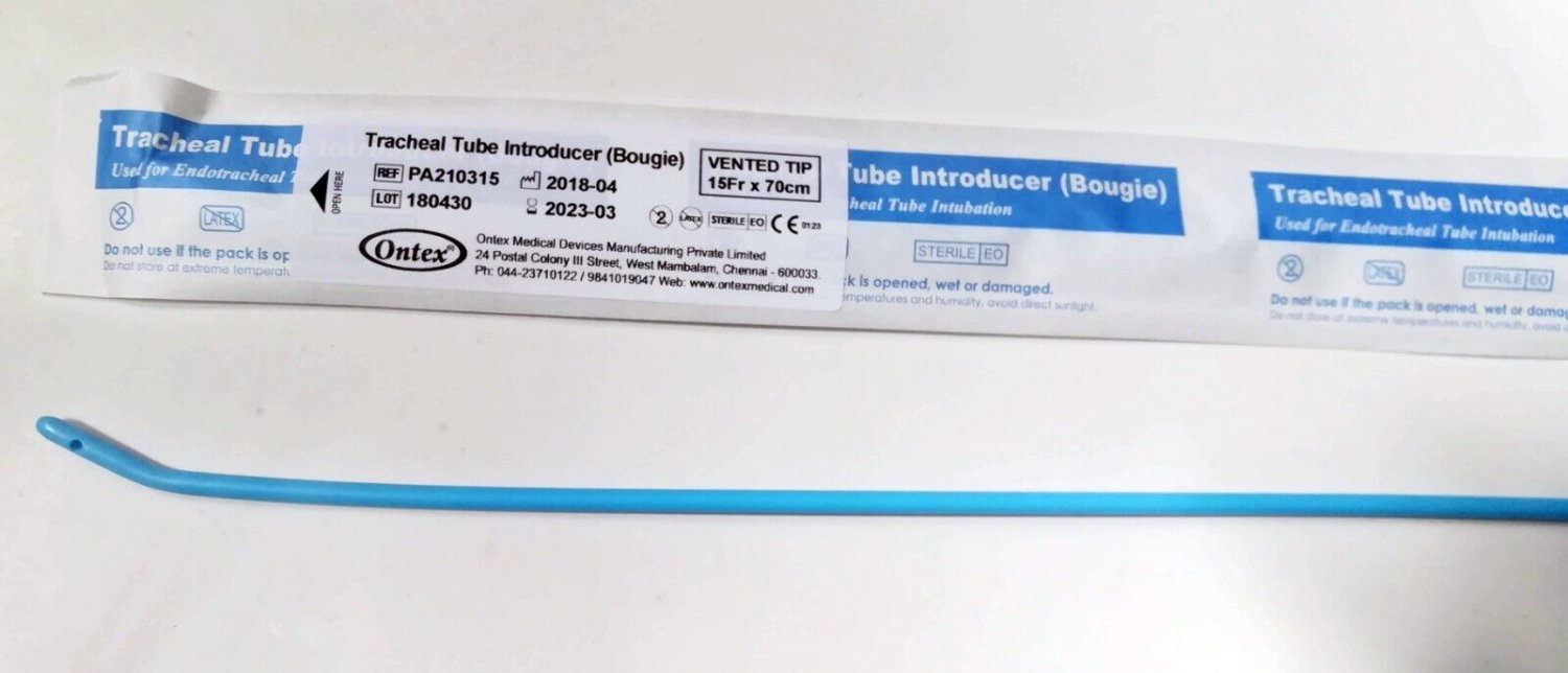 Bougie Non Vented Angled tip ease of Intubation Sterile Pack 15FR 70cm Adult