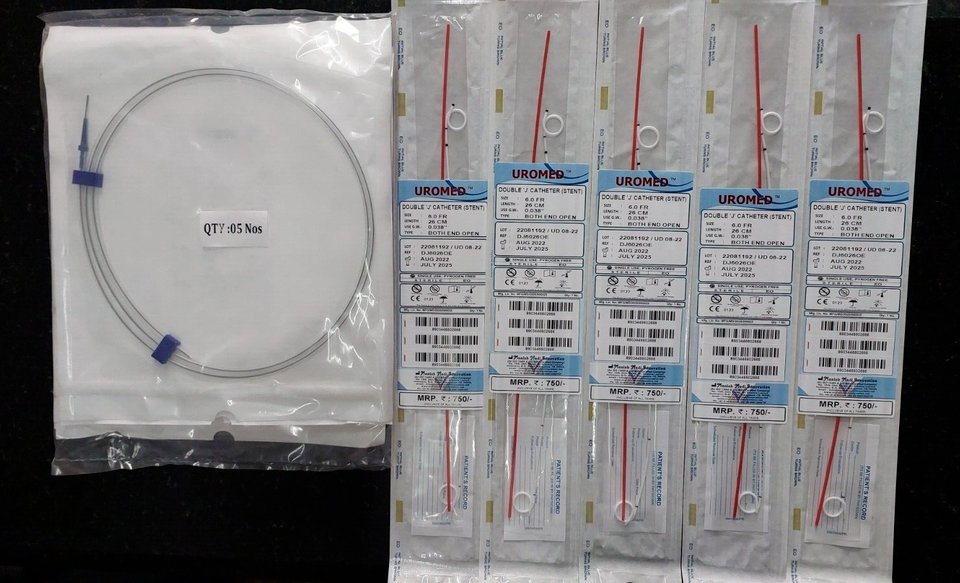 Double J Stent with Pusher 6Fr 26cm PTFE Guide Wire 0.035" Length 150cm Urology