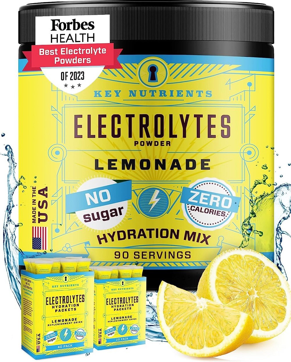 The Key Nutrients Electrolytes Powder, Lemonade, 90 Servings