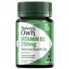 Nature's Own Vitamin B1 250mg with Vitamin B for Energy + Heart Health - 75 Tablets