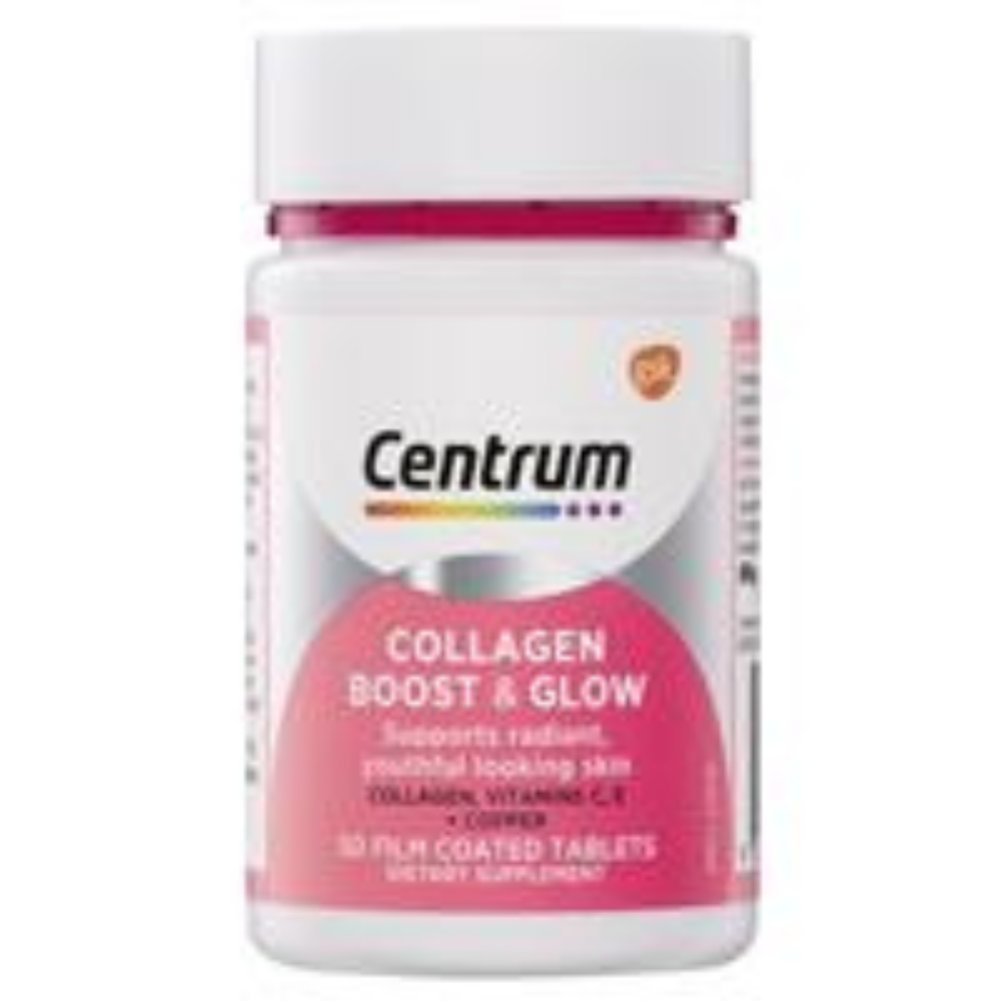 Centrum Collagen Boost & Glow 50 Tablets - Skin Health Supplement for Radiant Beauty