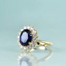 Blue Sapphire Ring- Princess Diana Inspired Blue sapphire Ring 14K Gold Filled