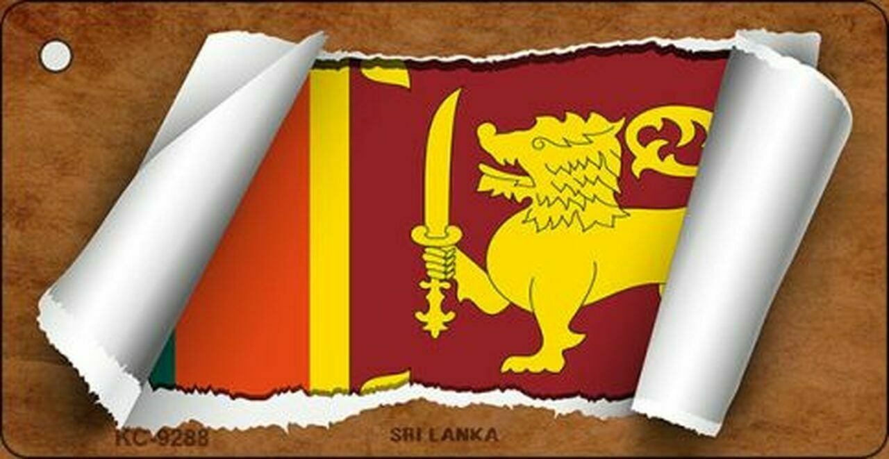 Sri Lanka Flag Scroll Novelty Metal Key Chain