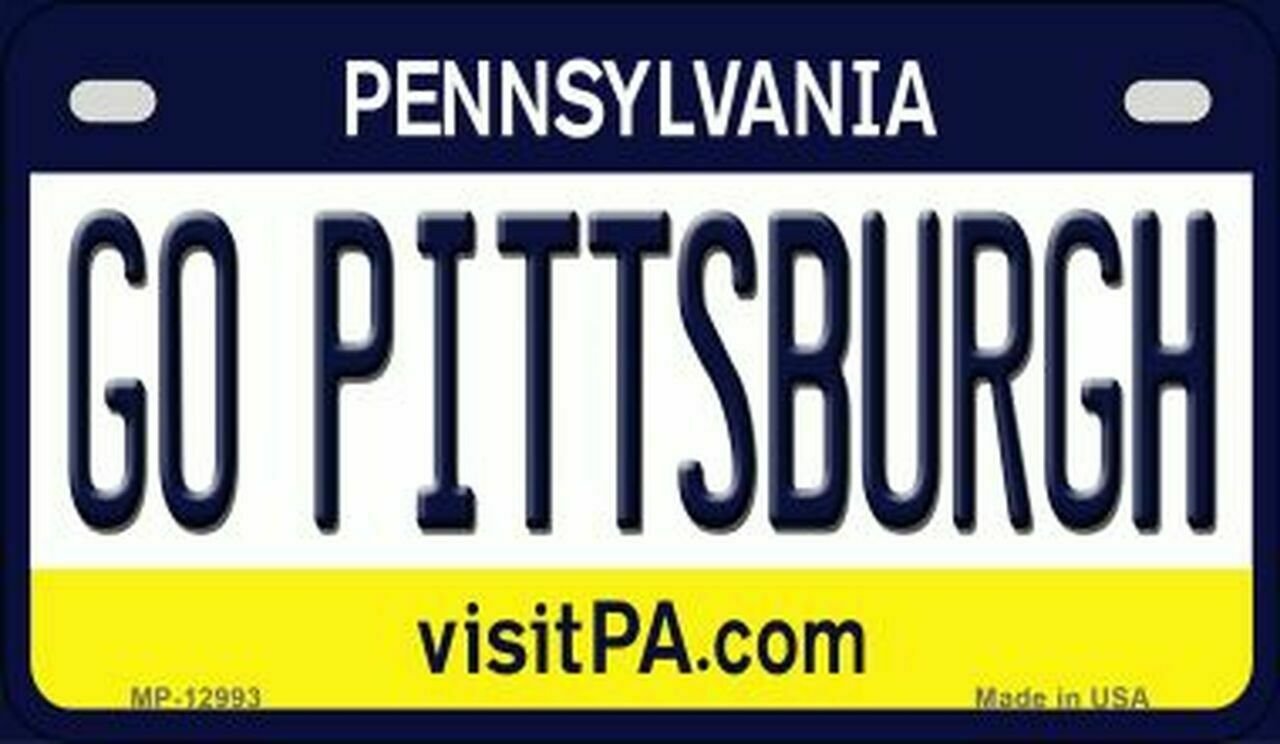 Go Pittsburgh Pennsylvania State Background Novelty Motorcycle Plate