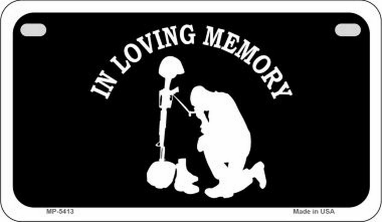 In Loving Memory Kneeling Novelty Motorcycle Plate