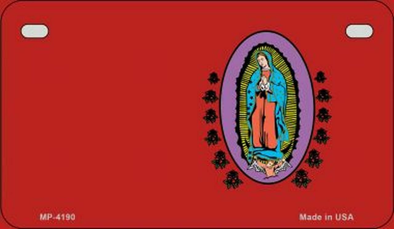 Virgin Mary Red Offset Novelty Motorcycle Plate