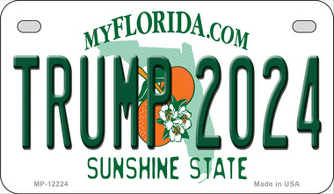 Trump 2024 Florida State Background Novelty Motorcycle Plate