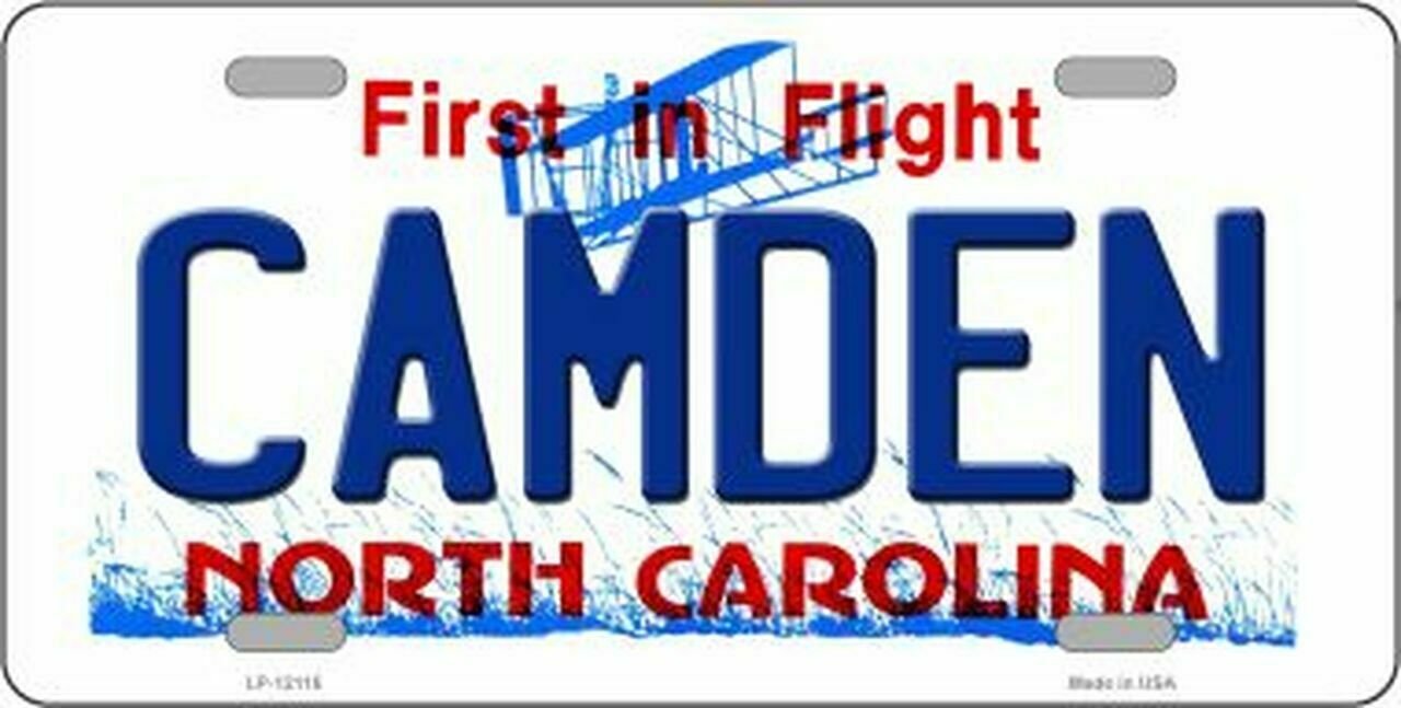 Camden North Carolina State Background Novelty License Plate