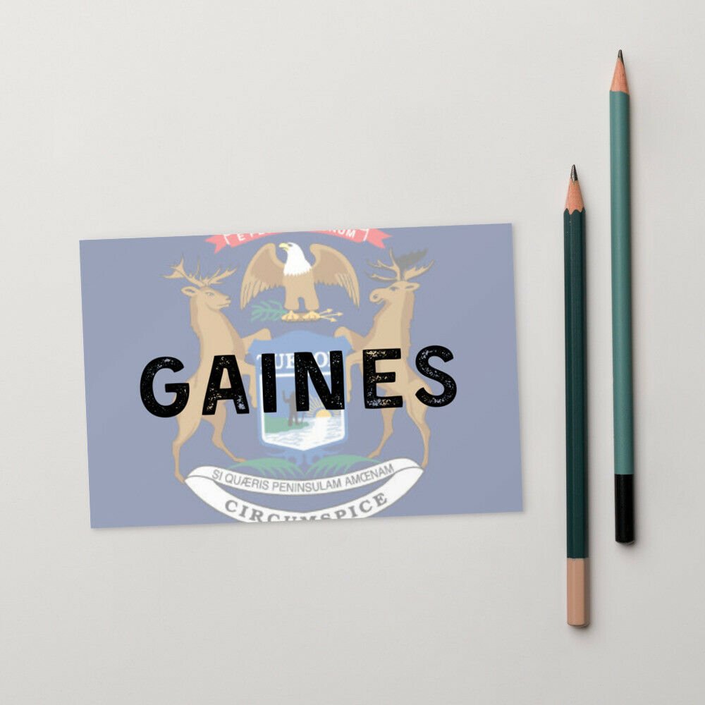 Gaines Michigan State Flag Background Standard Postcard